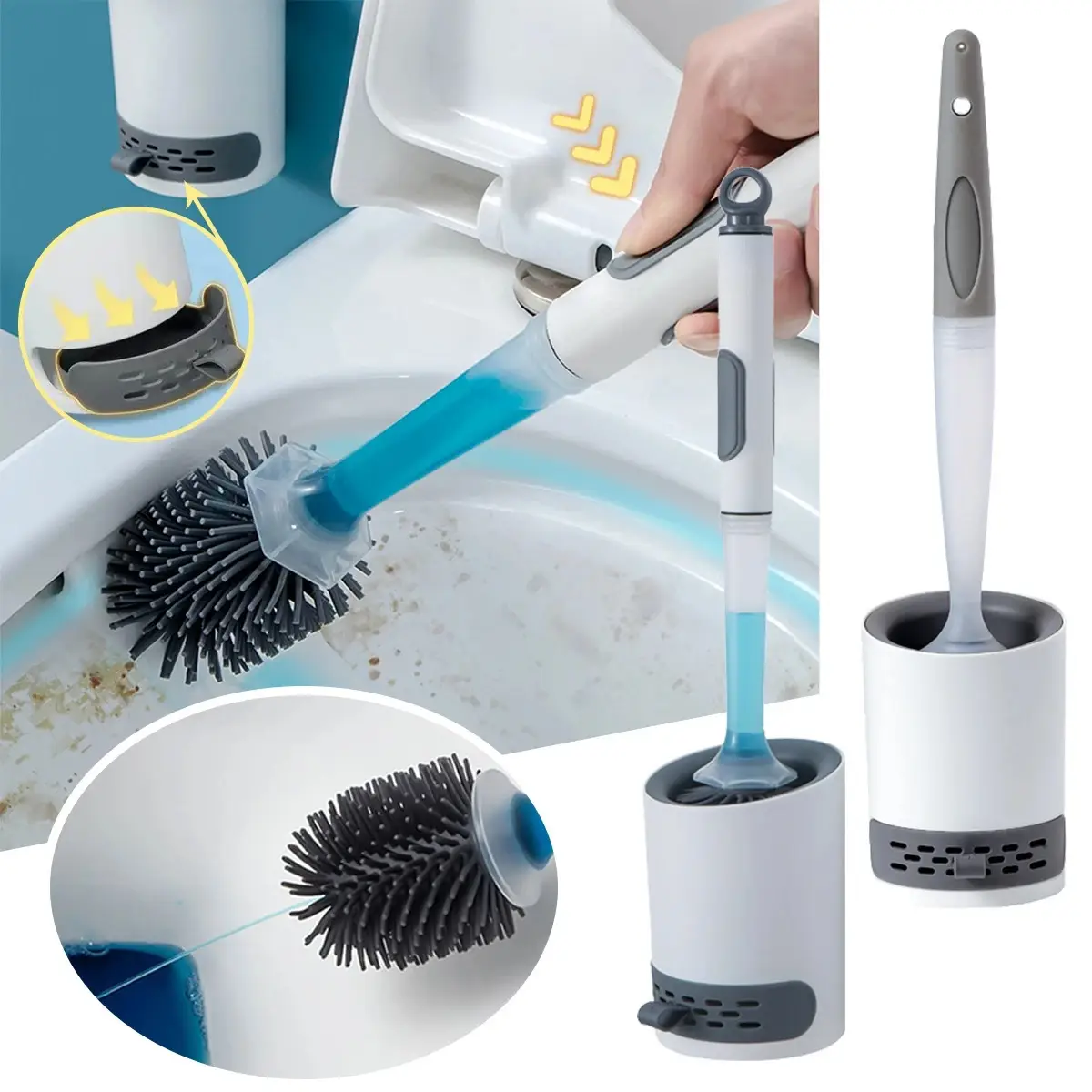 AquaClean Silicone Toilet Brush Set