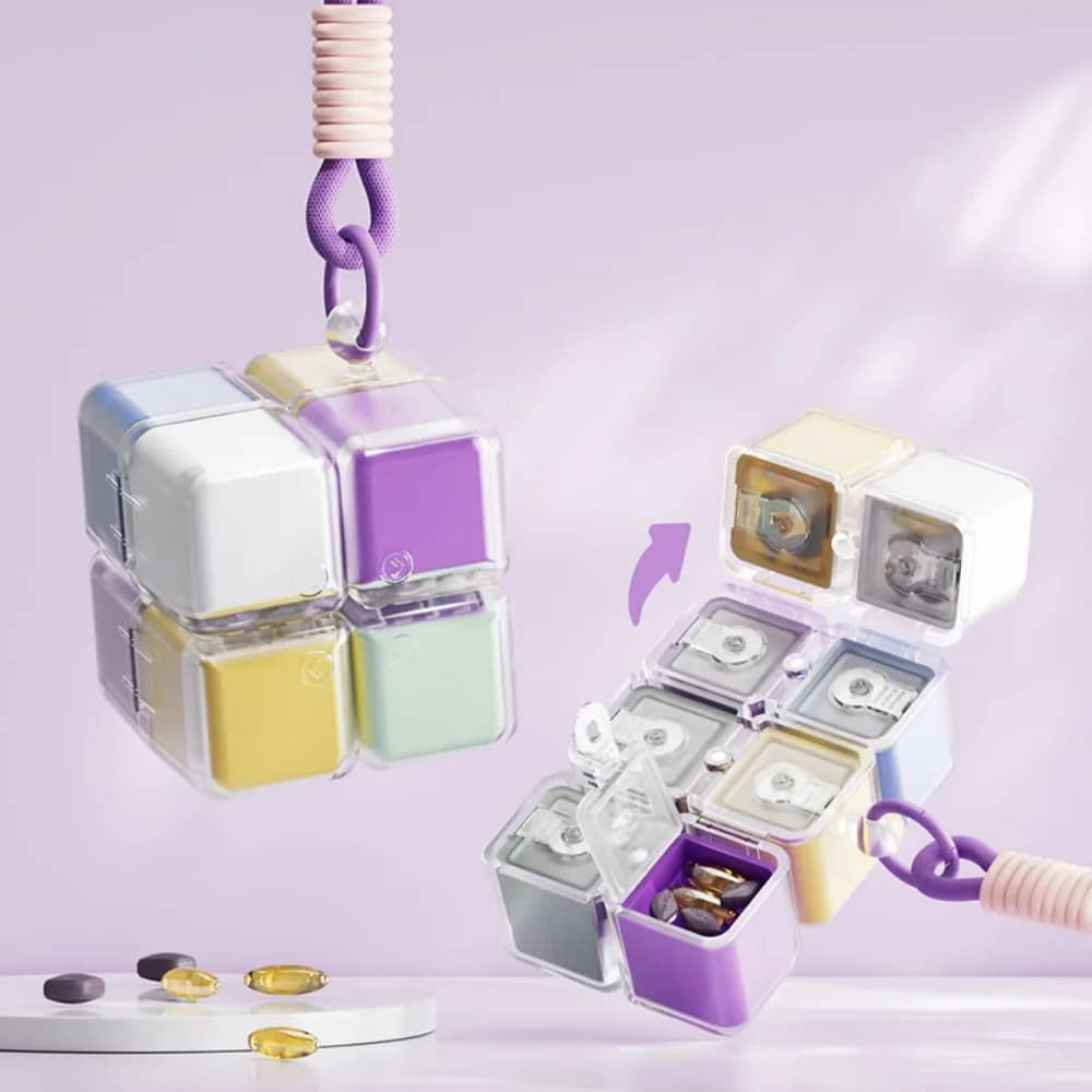 Magic Cube 8-Grid Medicine Storage Box
