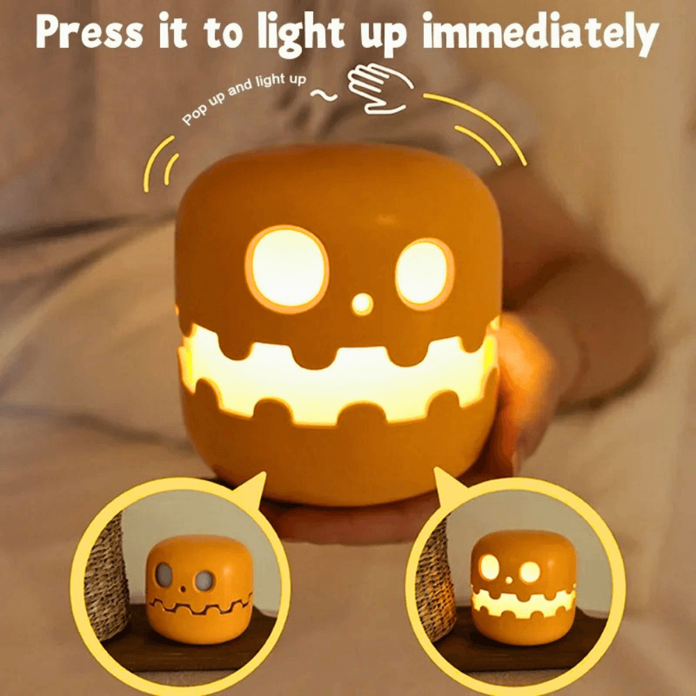 Pop-Up Skull Night Light – Touch Activated LED Bedside Lamp